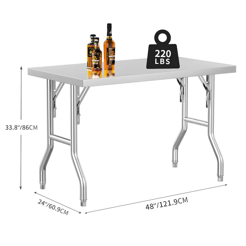 48" X 24" Stainless Steel Folding Table Bed Bath & Beyond 39195759